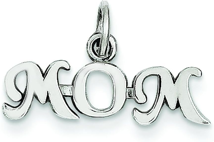 Amazon.com: 14K White Gold Mom Charm Pendant Jewelry 7 x 18 mm: Jewelry