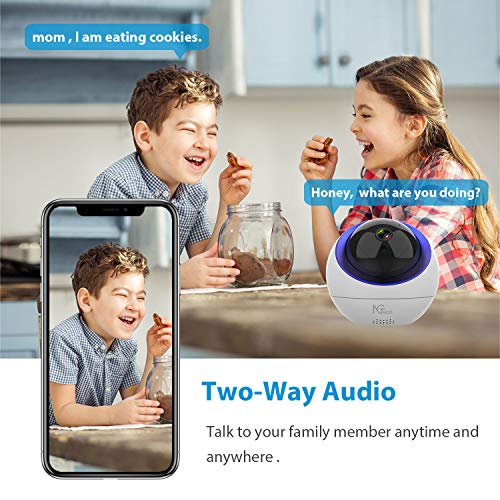 Indoor Security Camera, NGTeco Wireless Cameras for Home Security - 1080P WiFi Space Ball Cam IP Monitor for Baby/Pet/Nanny with Motion Detection, 2-Way Audio, Night Vision, Cloud /SD Storage