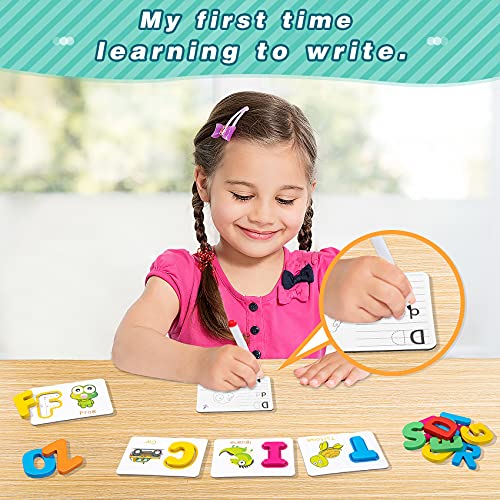 HahaGift Alphabets Flash Cards Set ABC Wooden Letters and Numbers