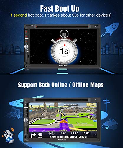 PUMPKIN Android 8.0 Car Stereo Double Din with DVD Player, GPS Navigation, WiFi, Support Fastboot, Backup Camera, Android Auto, AUX, USB SD, 7 inch Touch Screen - Thumbnail 2