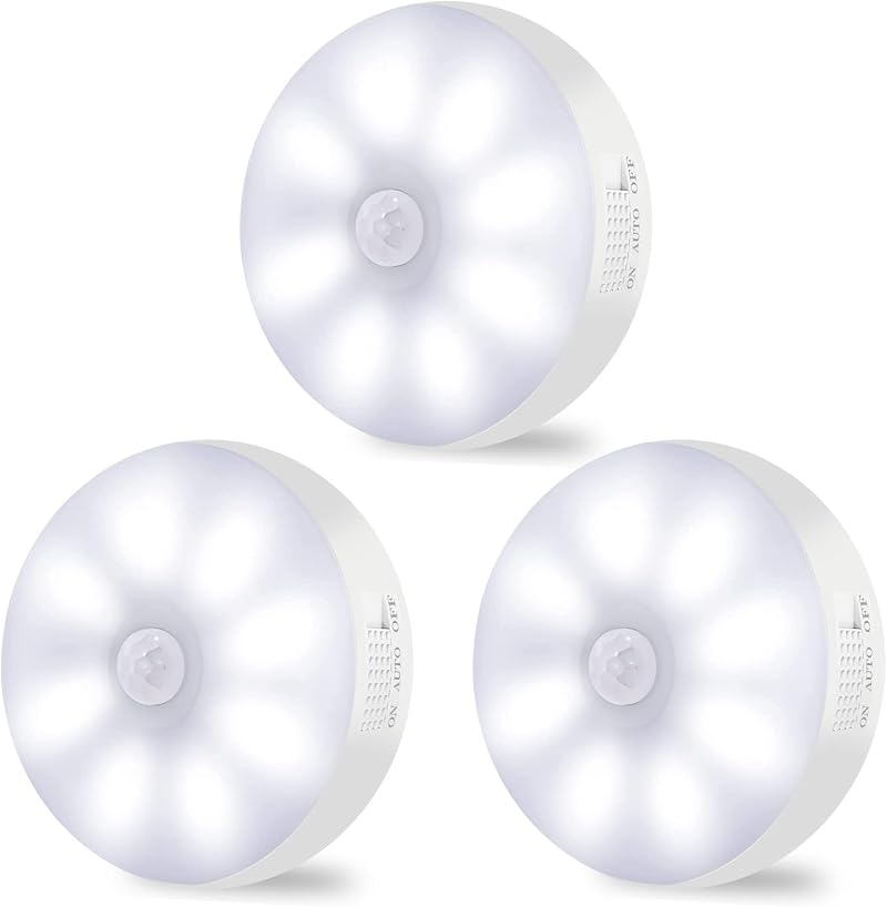 KOOSREEL Motion Sensor Lights Indoor 3 Pack USB Rechargeable LED Stair Lights