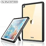 Temdan iPad 2017/iPad 2018 Waterproof Case Rugged Sleek Transparent Cover with Built in Screen Protector Waterproof Case for Apple iPad 2017/2018 9.7 inch (Black)