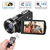 Video Camera Camcorder with IR Night Vision, WEILIANTE 18X Digital Zoom 24.0Mega Pixels Full HD Digital Video Camera Recorder (Two Batteries Included)