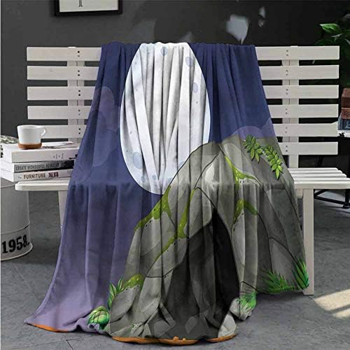 RenteriaDecor Cave Throw Blanket Full Moon Prehistoric Land Super Soft Blanket Bedding Supplies Great Gifts to Your Family,Friends,Kids