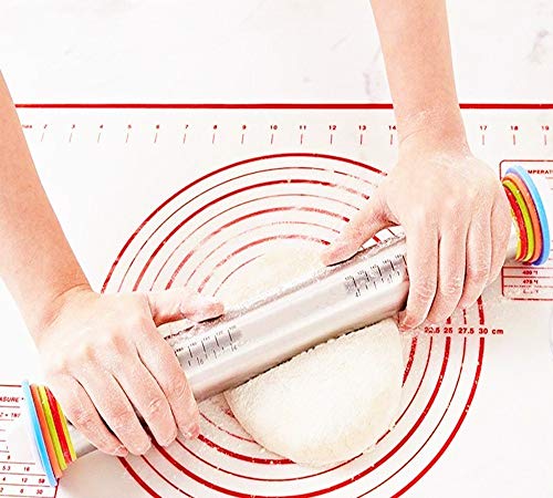 image for DAMUZHI Rolling Pin nonstick and Silicone Baking Pastry Mat combo kit,
