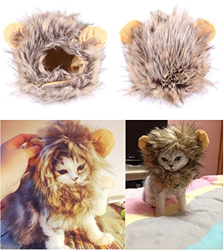 Bassion Lion Mane Wig for Dog and Cat Lion Pet Halloween Costumes with Ears