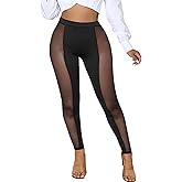 Women's Tie Dye Mesh Legging - High Waist Sheer Pantihose Long Pants Stretchy Tights Clubwear Closed Toe