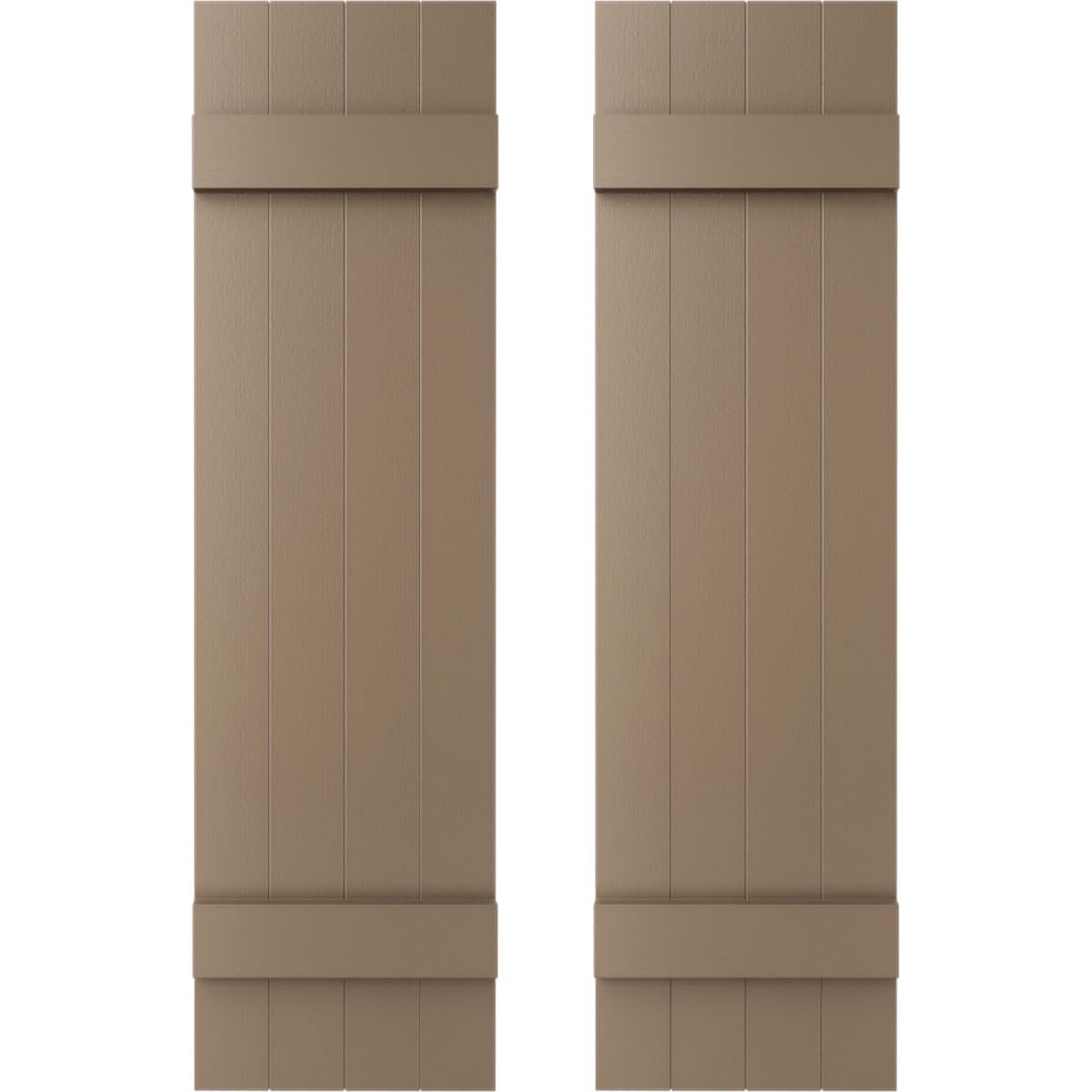 Photo 1 of 14 in. W x 51 in. H Builders Edge, Standard Four Board Joined (2 Batten), Board-n-Batten Shutters, Includes Matching Installation Spikes (Per Pair), 385 - French Roast