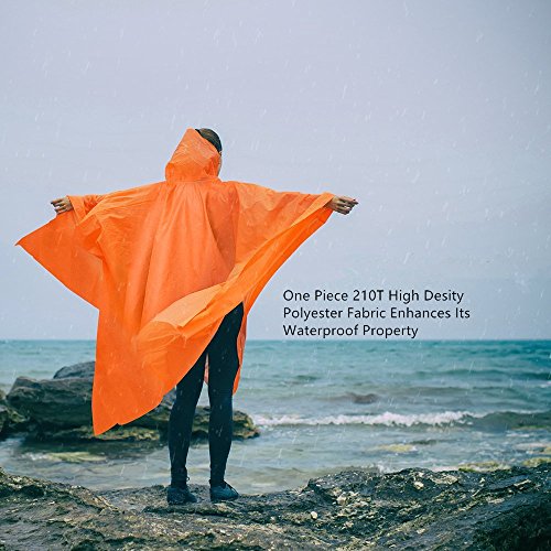 Winis Multifunctional Outdoor Rain Poncho Backpack Rain Cover Waterproof Tent Tarp Footprint Ground Sheet Shelter Sunshade Moisture Barrier Picnic Blanket Mat for Camping Hiking Jungle Cycling(Orange)