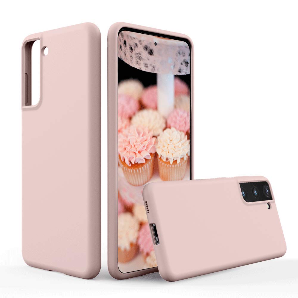 SURPHY Liquid Silicone Case Compatible with Samsung Galaxy 21 Case 6.2 inch, Gel Rubber Full Body Shockproof Phone Case for Samsung Galaxy 21 5G (2021) (Pink)