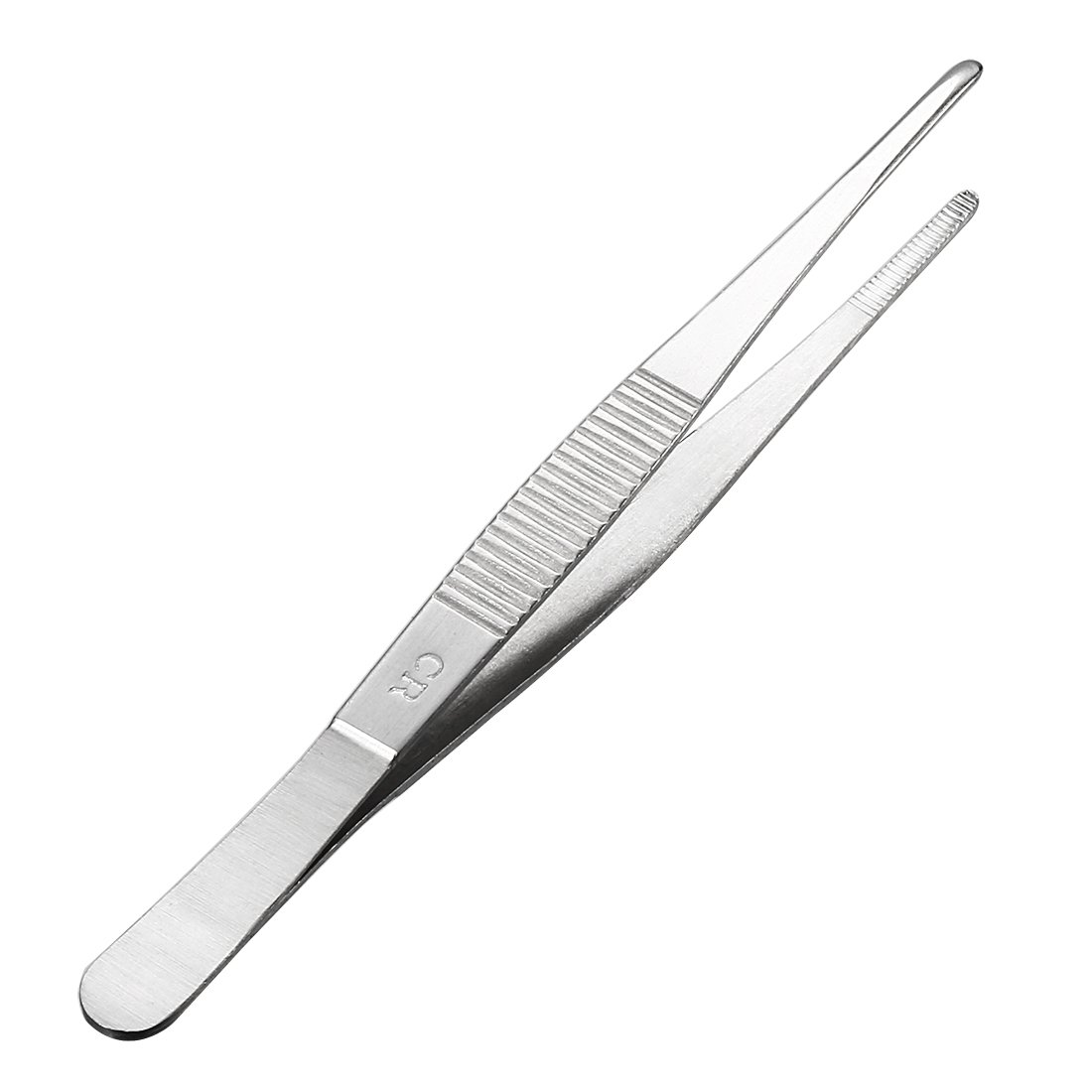 Sourcingmap 1 Pcs 5.5-Inch 430 Stainless Steel Straight Blunt Tweezers with Serrated Tip
