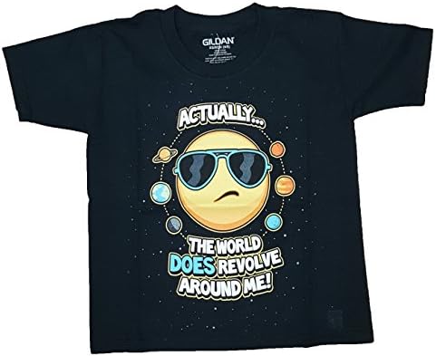 Boys Actually The World Does Revolve Around Me Black Graphic T-Shirt - Small