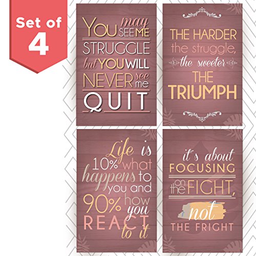 Throwback Traits Motivational Inspirational Fighter Quotes Posters. Motivational Wall Art and Wall Decals. Great Home or Office Decor. Cancer Awareness and Courageous Posters. Set of Four 11x17”