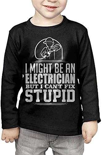 ZiXia Boy's I Might Be An Electrician But I Can't Fix Stupid Cool Running Black Shirt 2 Toddler Long Sleeve