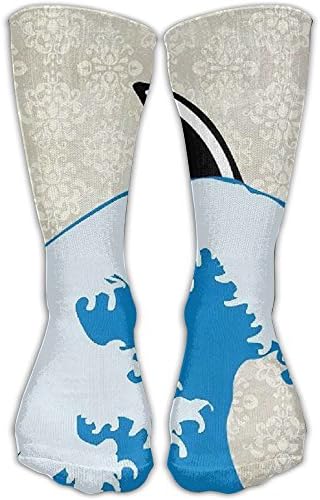 Surffing Shark Art Printed Socks Crazy Patterned Fun Long Cotton Socks