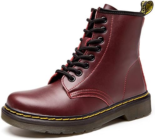 Resonda Women Fashion Leather Ankle Bootie Casual Lace up Short Combat Boots for Winter