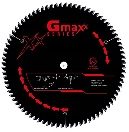 2400.100W80 10 -Inch 80 Negative Hook Teeth Carbide Tipped Fine Crosscut Circular Saw Blade
