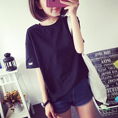 Paymenow T Shirts for Women Girls, Casual Summer Short Sleeve Tops Loose Fits Letter Print Blouse Shirts (XXL, Black)