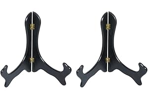 Artliving Plate Holder Display Stand - 6 Inch Black Wood-Like Plastic Easels for Tabletop Art - Picture Frame Stand - Set of 