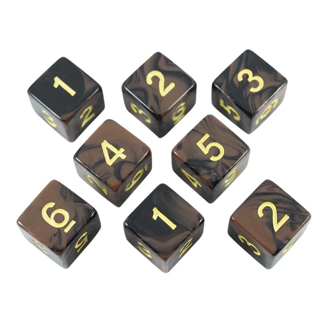 Paladin Roleplaying Black and Brown Dice - 8 D6 Set - 'Werewolf'