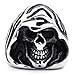 KONOV Mens Stainless Steel Ring, Gothic Casted Grim Reaper Skull, Black, Size 13