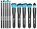 Qivange New Makeup Brush Set, 10 Pcs Professional Foundation Powder Blending Blush Concealer Eye Shadow Face Kabuki Brush (Black with Blue)