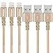 Hiway Nylon Braided USB Cable 3PACK (6FT) Phone Charger Fast Charging Cable Cord Compatible with iPhone 8/8 Plus/7/7 Plus/6/6s/6 plus/6s Plus/ 5s/5c, iPad, iPod and More (Gold)