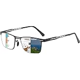 K.LAVER Photochromic Progressive Reading Glasses Multifocus Anti-blue Light Men's Computer Metal Women's Reading Glasses 1.0x