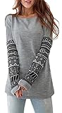 POGTMM Women's Long Sleeve Geometric Print Fleece Pullover Hoodied Sweatshirt Tops
