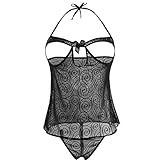 ZILucky Women Sexy Cupless Babydoll Lingerie With G-String Crotchless Panties