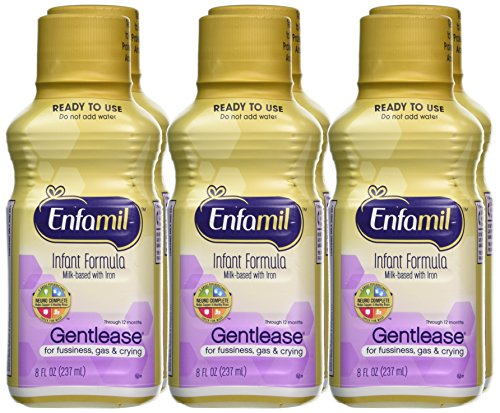 ENFAMIL GENTLEASE READY TO FEED BABY FORMULA, EASES GAS, FUSSINESS, CRYING & SPIT-UP IN 24 HOURS, READY TO USE 8 FL OZ, PACK OF 6, TOTAL 48 FL OZ