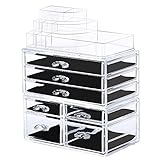 Bestrice Acrylic Makeup Organizer Jewelry Display Boxes Bathroom Storage Case 3 Pieces Set 7 Drawers