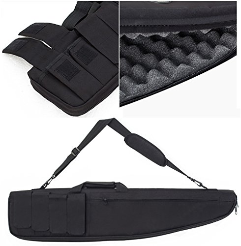 LUVODI Superstore Tactical Rifle Case Waterproof Soft Padded Carbine Air-soft Gun Bag Fishing Rod Shotgun Hunting Bag Holdall Gun Case Storage with Shoulder Strap and 4 Pouches(39inch, 47inch)