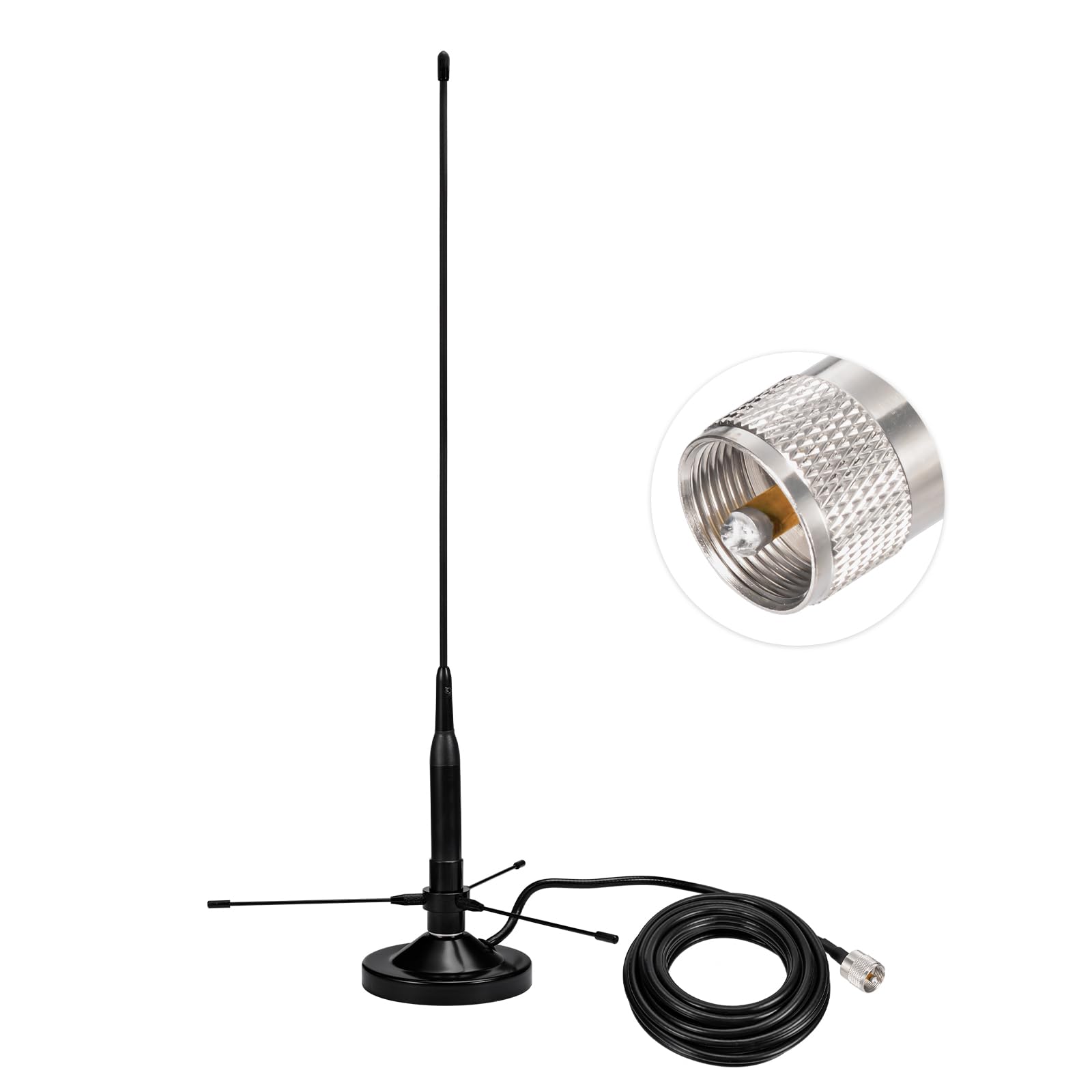 Bingfu Ham Radio Antenna Dual Band VHF UHF 136-174MHz 400-460MHz PL259 Male Amateur Radio Antenna with Ground Plane Kit Magnetic Base for Mobile Ham Radio Two Way Radio