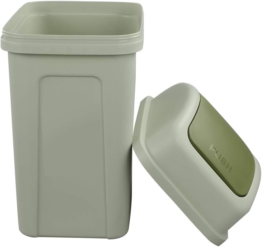 Nicesh 2.6 Gallon Trash Can with Swing Lid, 10 L Plastic Swing Top Trash Can (Green)