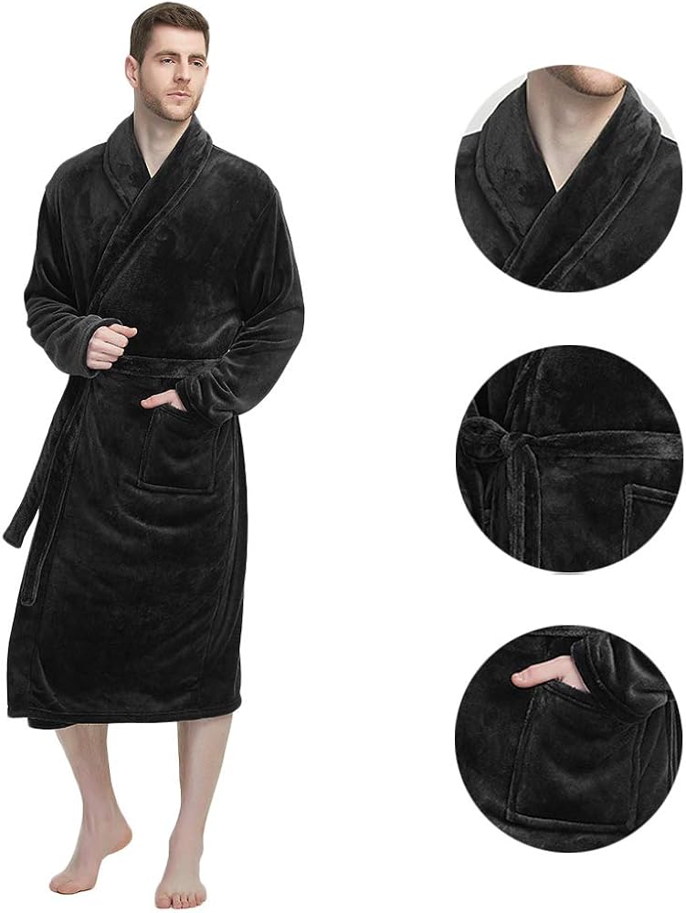 U2SKIIN Mens Fleece Robe Plush Collar Shawl Bathrobe at  Men’s Clothing store