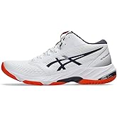 ASICS Men's Netburner Ballistic FlyteFoam Mid Top 3 Volleyball Shoes, 7, White/Indigo Fog
