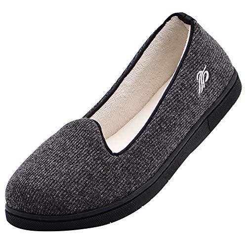 Wishcotton Light Breathable Slippers with Nonslip Sole,Dark Grey,7 M US