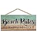 P. Graham Dunn Beach Rules Relax Unwind Enjoy Weathered 5 x 10 Wood Plank Design Hanging Sign