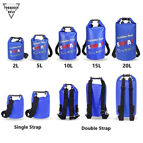 Forbidden Road 5L 10L 15L Waterproof Dry Bag (8 Colors) Dry Sack Roll Top Dry Compression Sack Keeps Gear Dry for Kayaking Boating Camping Canoeing Fishing Skiing Snowboarding (Dark Blue, 20L) - Thumbnail 4