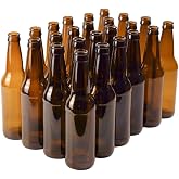 FastRack Amber Beer Bottles 12oz (Pack of 24) | Longneck Glass Beer Bottles with Pry-off Crown Finish for Home Brewing Mead, Cider &amp; Kombucha | Durable Brewing Bottle &amp; Bottling Kit