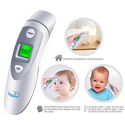Medical Forehead and Ear Thermometer,Infrared Digital Thermometer, Accurate Temperature Suitable For Baby, Infant, Toddler and Adults, FDA and CE approved