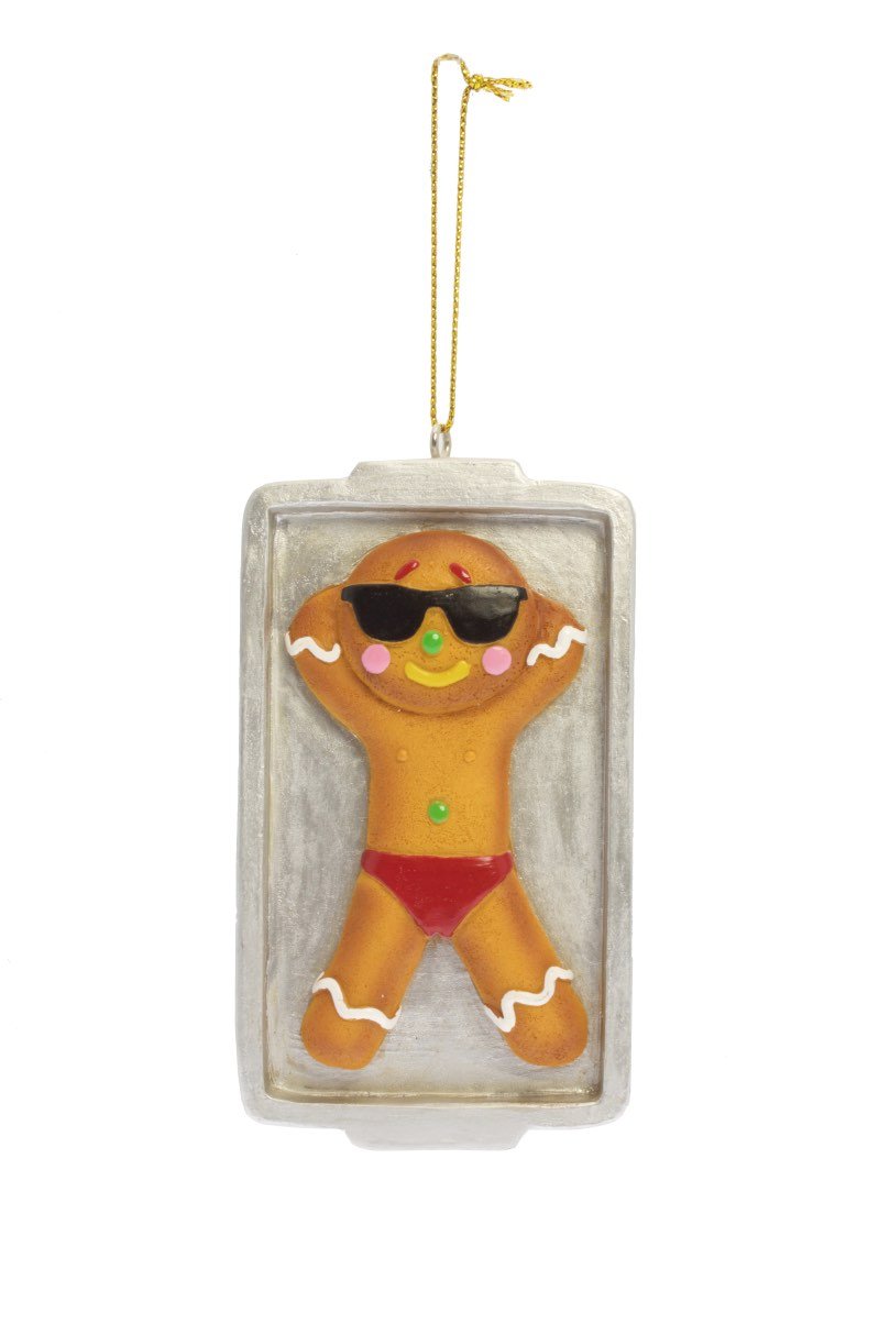 Streamline Crooked Christmas Hanging Ornament - Gingerbread Tan