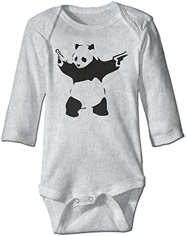 Banksy Stencil Grafitti Panda With Gun Kids Boys Cotton Comfortable Fashion Long Sleeve Bodysuits