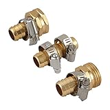 Solid Brass Garden Hose Repair Mender Kit with Stainless Clamp (1/2")