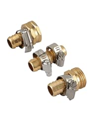 Lawn & Patio: SOLID BRASS Garden Hose Repair Mender Kit with Stainless Clamp (3/4") - SOMMERLAND