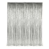 MK Trading Set of 2 Silver Foil Fringe Door & Window Curtain Party Decoration 3' X 8' (36" X 96") Value Pack of 2