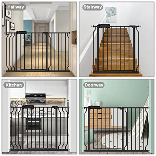 Extra Wide Baby Gate Black 57.562 Inch Wide, Walk Through Pressure