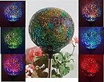 Solar Colorful Ball Lamp , Color Changing LED Mosaic Crackle Glass Ball Decorative Garden Yard Light