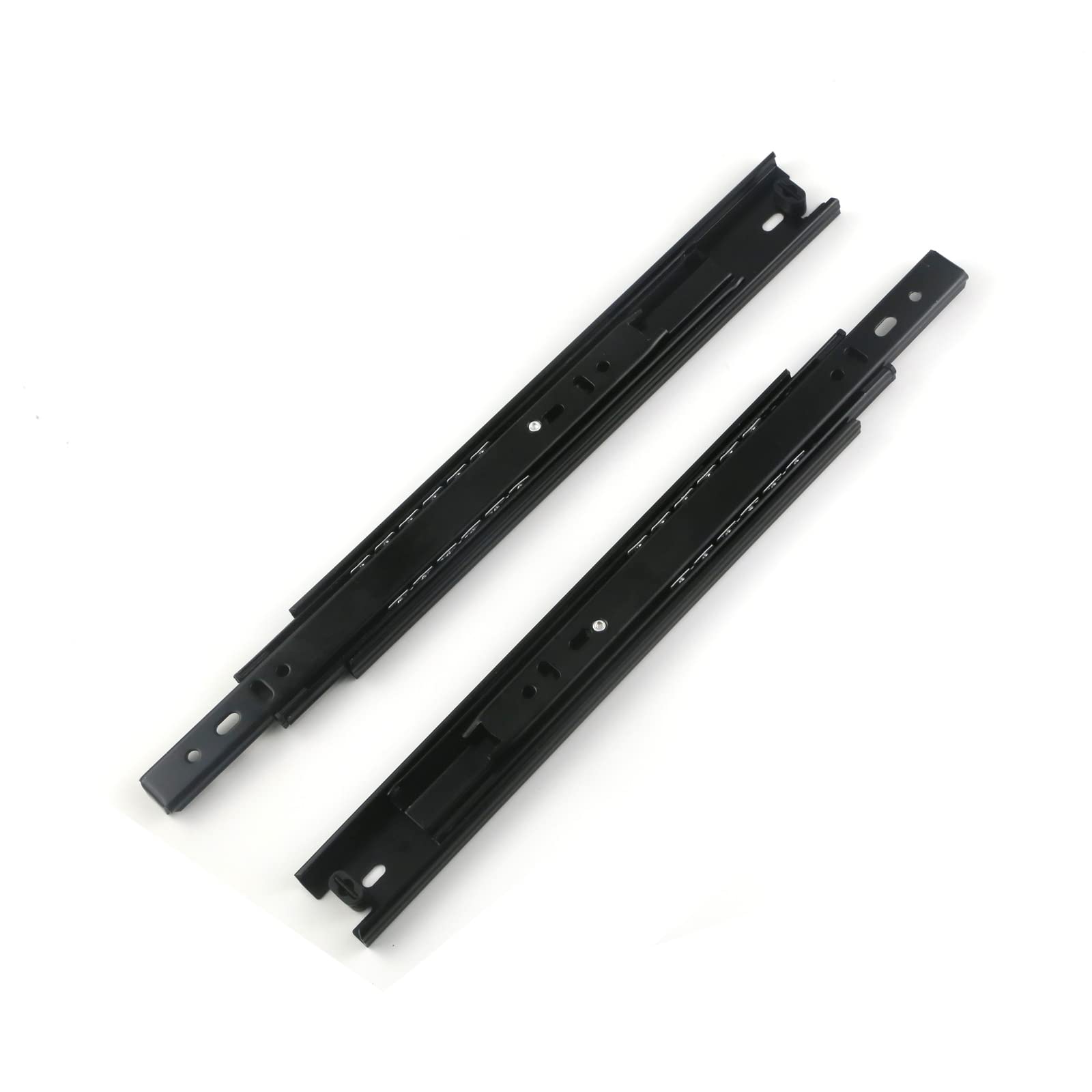 MACHSWON 1 Pair Drawer Slides 35mm Wide Steel Ball Bearing Slide Damping Unbuffered Slide 300mm 3-Section Cabinet Wardrobe Rails 12 Inch Black